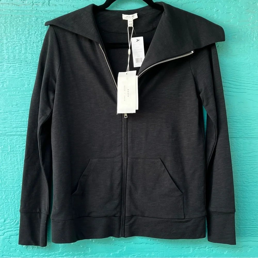 JOIE SOFT BLACK ZIP UP SWEATSHIRT SIZE XS NEW WITH TAGS RETAIL $188.